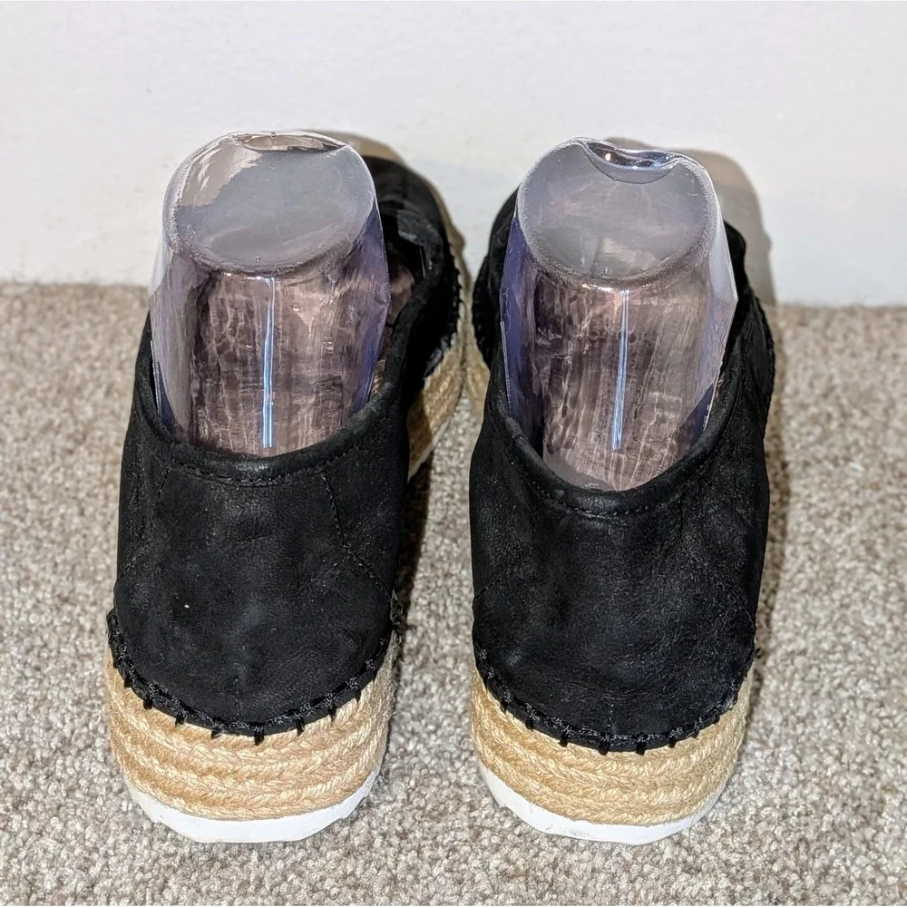 Gianni Bini Black Leather Suede Espadrille Slip On Flats‎ Women Size 11M NEW